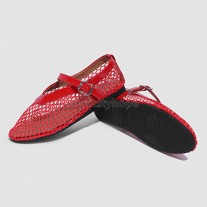 Designer Sandals Women Mesh Hollow Flats Mary Janes Elegant Loafers low heels Ballet Shoes Summer Light Comfort Walking Shoes sandale
