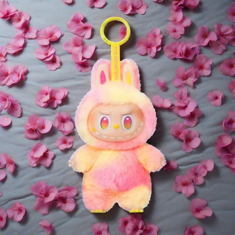 Cute plush rabbit clothing pendant gradient color cartoon keychain big eyes doll backpack jewelry trend handmade
