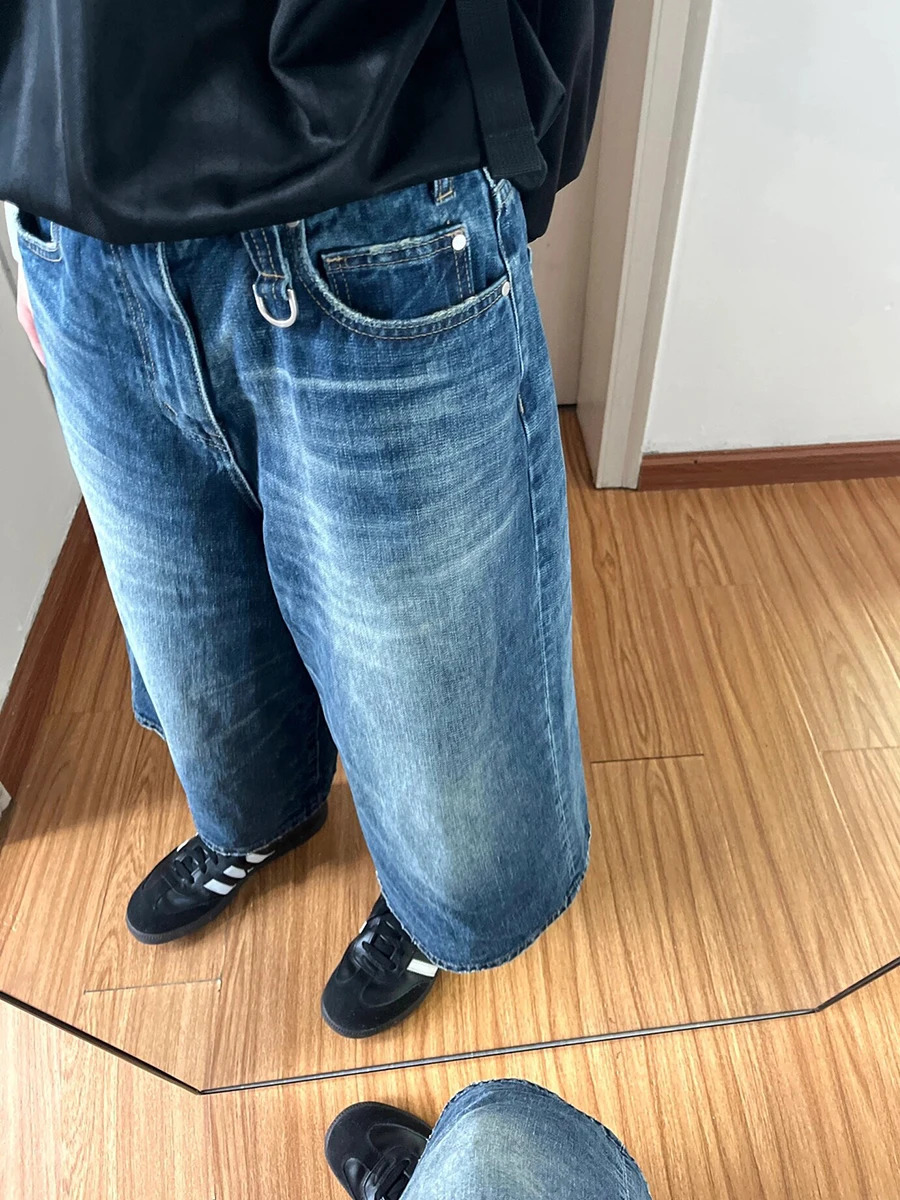 REDDACHiC Key Ring Whiskers Baggy Jorts for Women Boyfriend Vintage Wash Low Waist Wide Leg Denim Shorts Casual Summer Clothes 250604