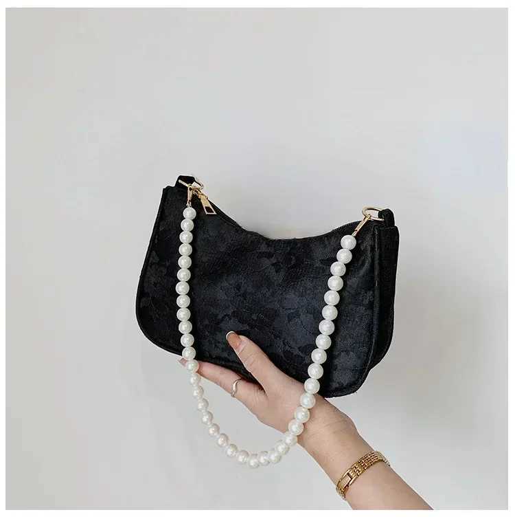 Womens Minimalist Pleated Underarm Bag French Pearl Chain Shoulder Crossbody Bag Fi French Stick Bag XJ250718