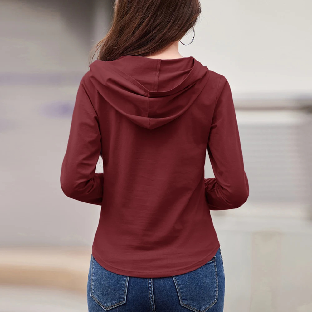 European station hooded long sleeved tshirt womens spring highend light y loose casual oversized top 250604