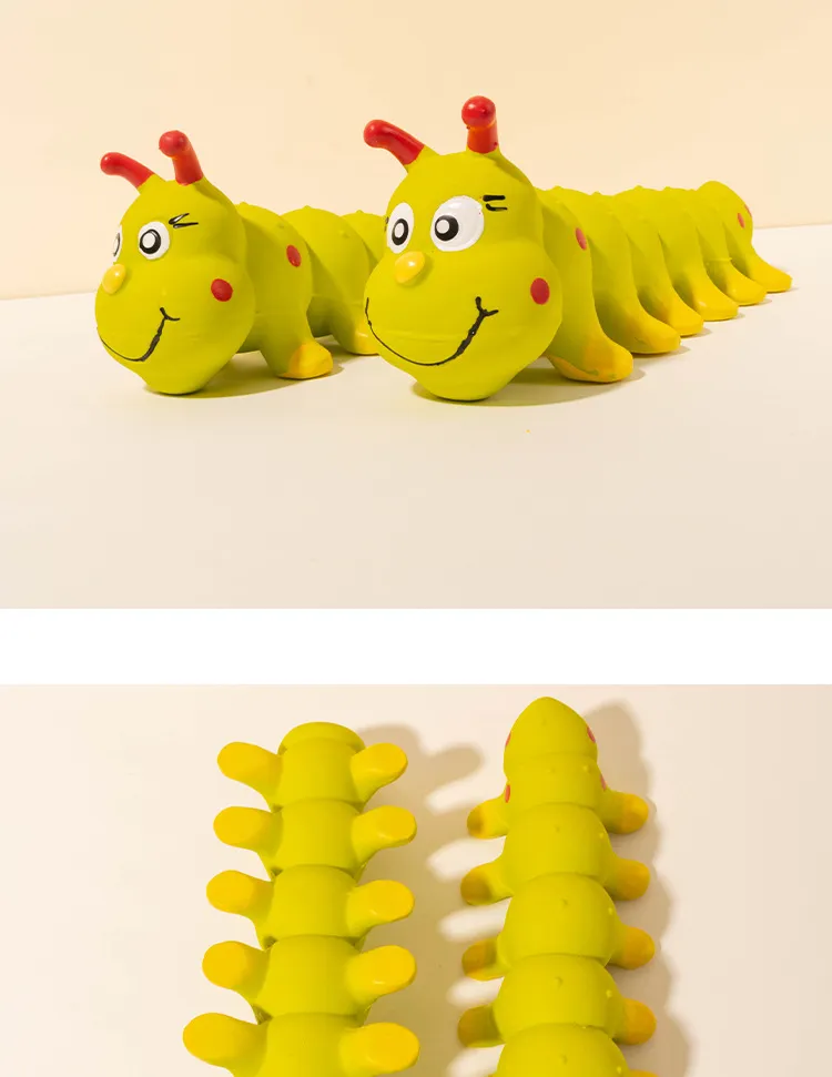Caterpillar Squeaky latex Dog Toy Rebound Decompression Screaming dog sound toy wholesale 2pcs/Pack
