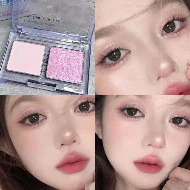 2 Colors Smokey Blue Eyeshadow Palette Matte Pearl Gray Pink Low Saturation Eye Shadow Palette Eye Pigments Lasting Korea Makeup W250605