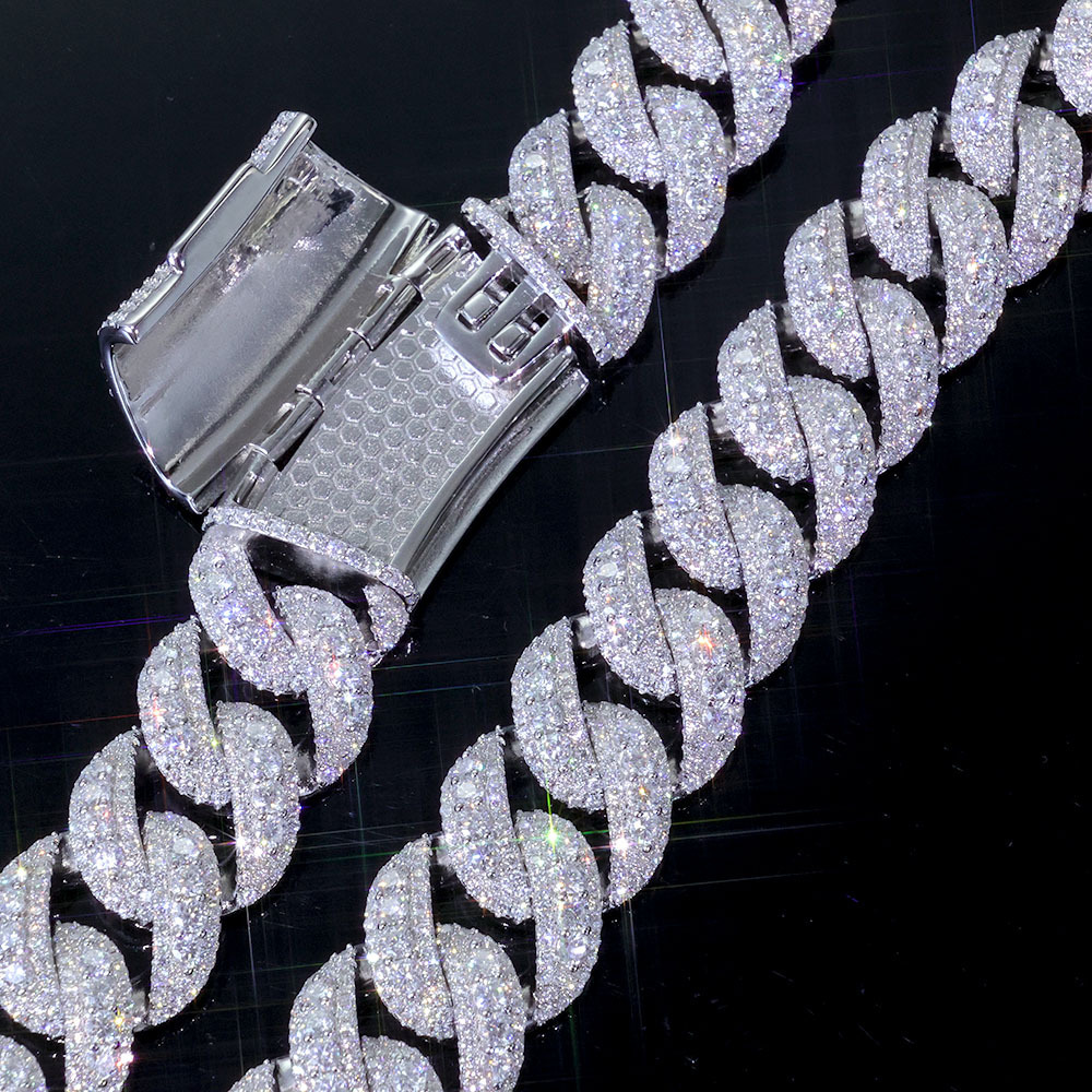 Hip Hop 22mm Jewelry Accessories Full Diamond Moissanite Bracelet Bubble Cuban Chain High-end Mens Bracelet