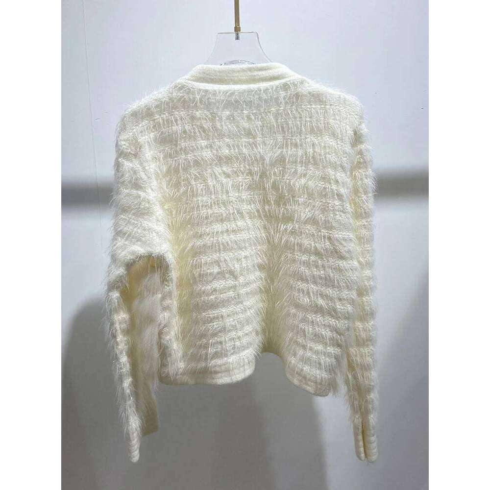 2024 Autumn Girl's Fashion Yellow Fox Cute Sweater Real Fur Spring Lovely Women Knitted Special Design Jacket Wear