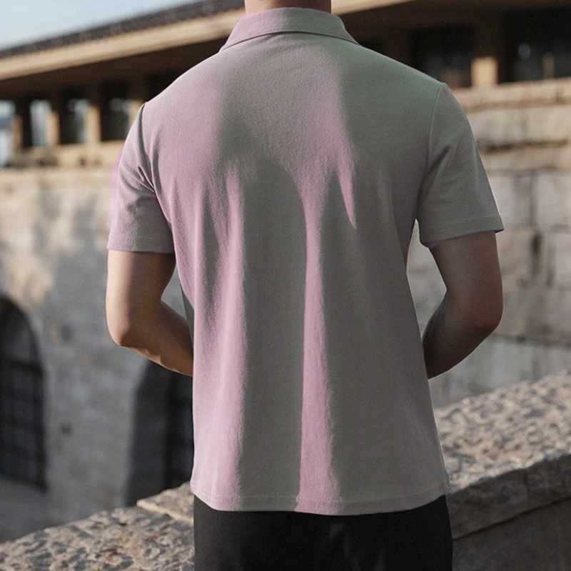 Summer New Mens Clothing Short Sleeve Business Pure Color Polo Shirt Mens Fashion High Elasticity Comfortable Tops Polo XJ250605