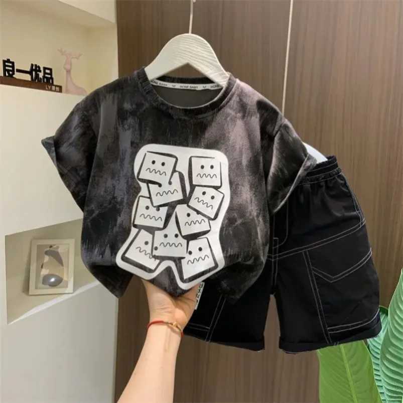 Best Fashion Korean Style Boys Summer Outfit 2PC T-Shirt Jean Shorts Dreams Come True Print Kids Clothes 2-10 Years Toddler Sets R250605