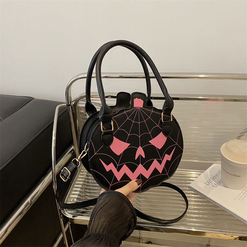 designer Halloween Spooky Pumpkin Bag 2025 Casual Fashion Color Block Creative Patchwork Women's Shoulder Bag Cartoon Crossbody Bag