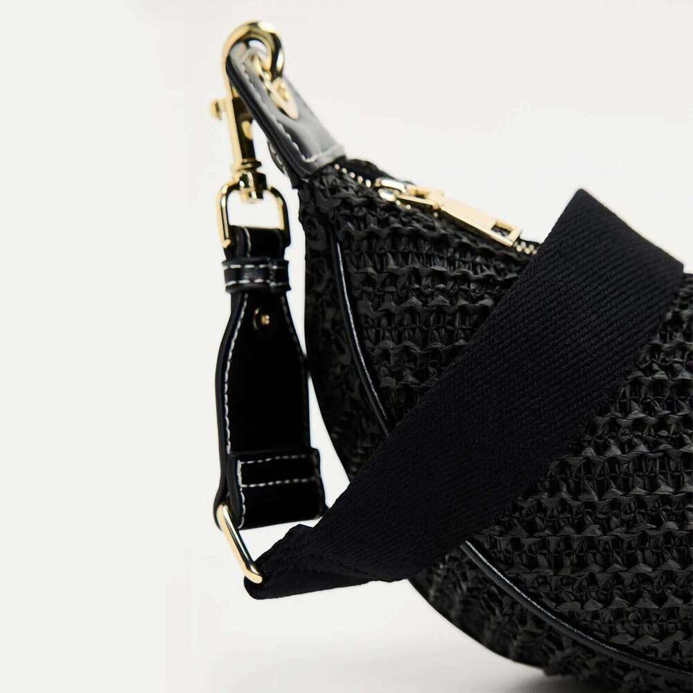Half Moon Straw Underarm Bags For Women Designer Handbags And Purses New In Fashion Weave Hollow Shoulder Crossbody