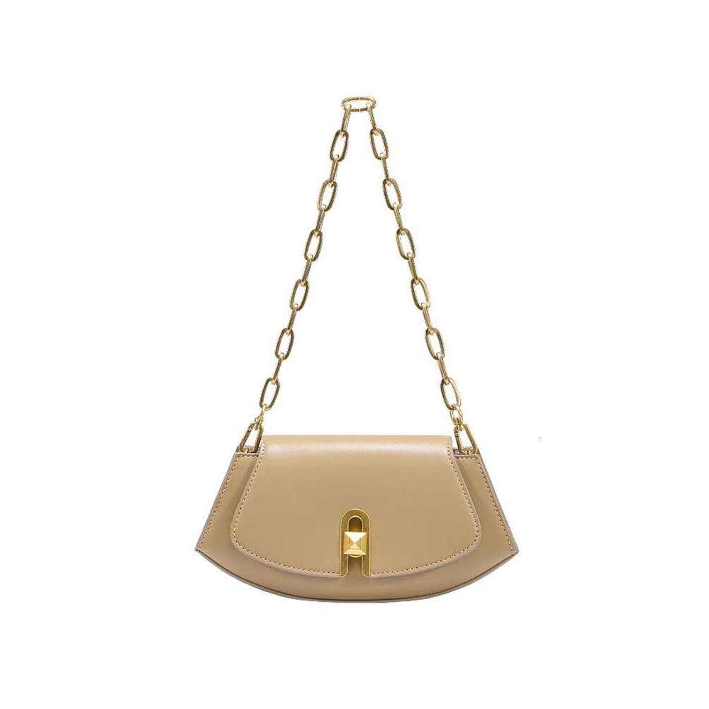 High-end Niche Design Brown Chain Underarm for Women 2025 New Commuter Shoulder Crossbody Saddle Bag
