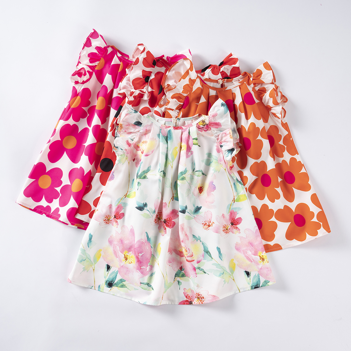 Sweet floral dress for baby girls, casual and fashionable style, designer clothing for girls, preferred for daily wear and outdoor activities LY258-AA