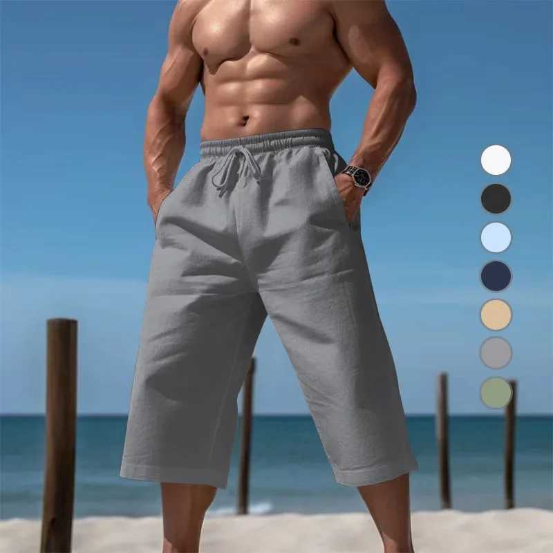 Summer Fashion Mens Loose and Breathable Capri Pants Mens Casual Breathable Shorts Men Clothing Gym Shorts XJ250605