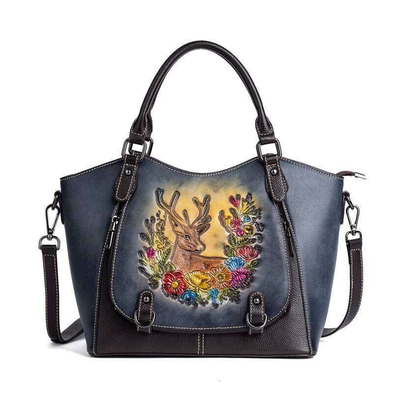 Johnature Genuine Leather 2025 New Handbags Women Designer Vintage Emed First Layer Cowhide Female Shoulder Bags 2025/06/05