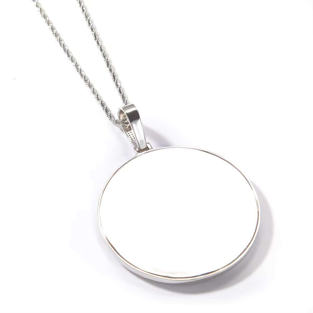 8cm Big Size Circle Round Custom Text Iced Out Pendant Personalized Name Letter Necklace Jewelry Hip Hop Style