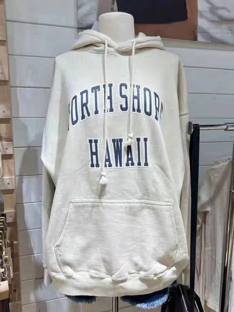 Letter Print Oversize Hoodie Women 2023 Spring Casual Long Sleeve Hooded Pullovers Top Vintage Streetwear Cotton Hoodies Y2k