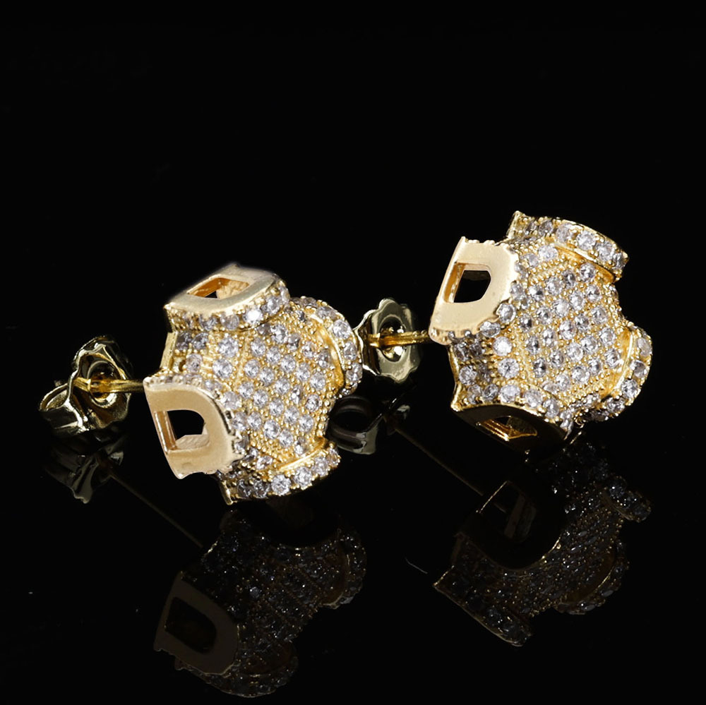 Hip-Hop Personality New Full Diamond Mens Earrings Trendy Jewelry High-End Moissanite Earrings