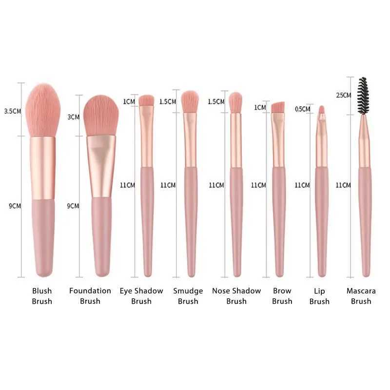 Portable 8Pcs Eyeshadow Foundation Blending Makeup Brush Soft Fluffy Cosmetics Concealer Makeup Brush Professional Make Up Tool W250605