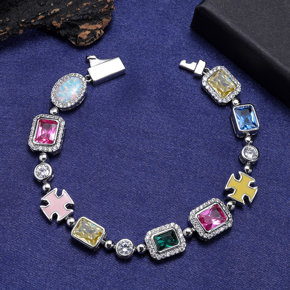 Hip Hop Colorful Jewelry Bracelet for Women Accessories High-end Moissanite Mens Bracelet