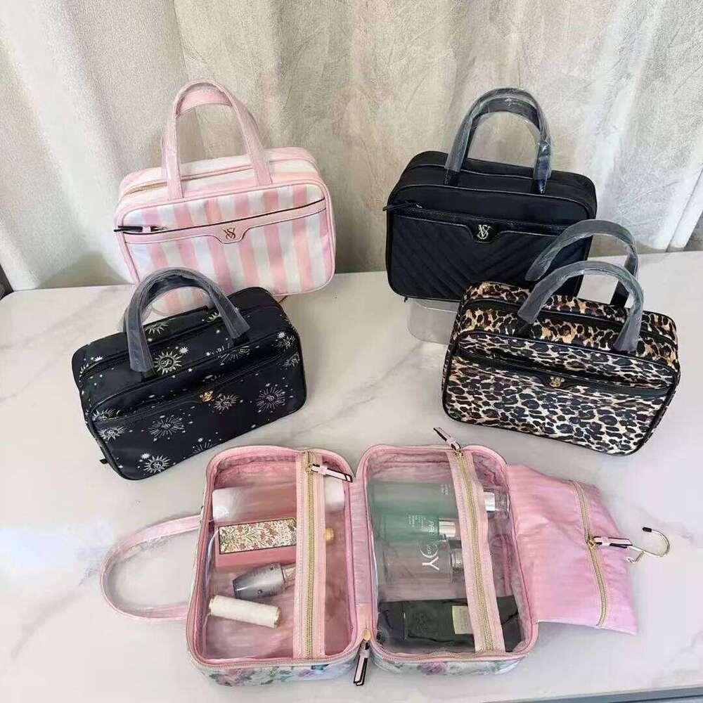 Women's Bags Designer Large Capacity Portable Toiletry For Women Double Layer Travel Cosmetic Clutch Bag With Hook High-Quality Kids' Bags