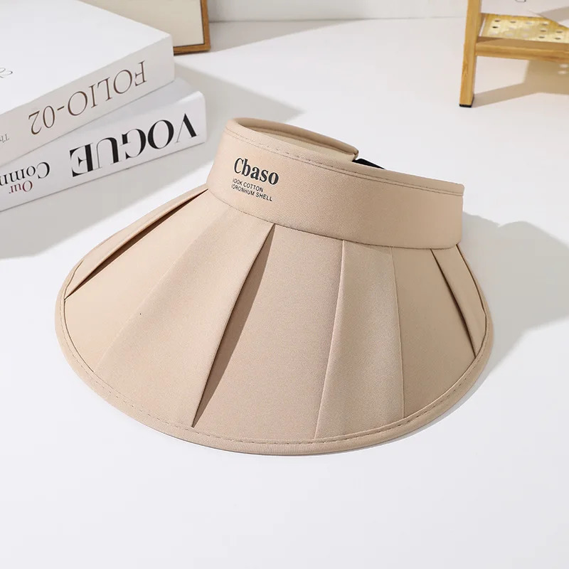 Summer Collapsible Shell Cap with Empty Top for Girl Fashion Sunblock Cool Large Brim Visor Seaside Casual Outdoor Beach Sun Hat 250603