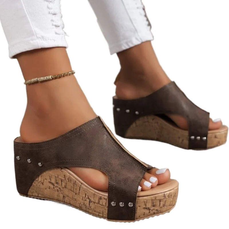 Sandals Shoes Women Summer Soft Shoe Slides Womens Wedge Woman Platform Heels Slippers Footwear 250605