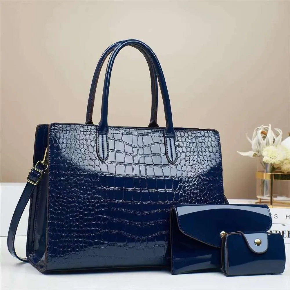 Versatile Ladies' PU Leather Accessory Pack: Tote, Shoulders Bag + Chic Compact Wallet Combo