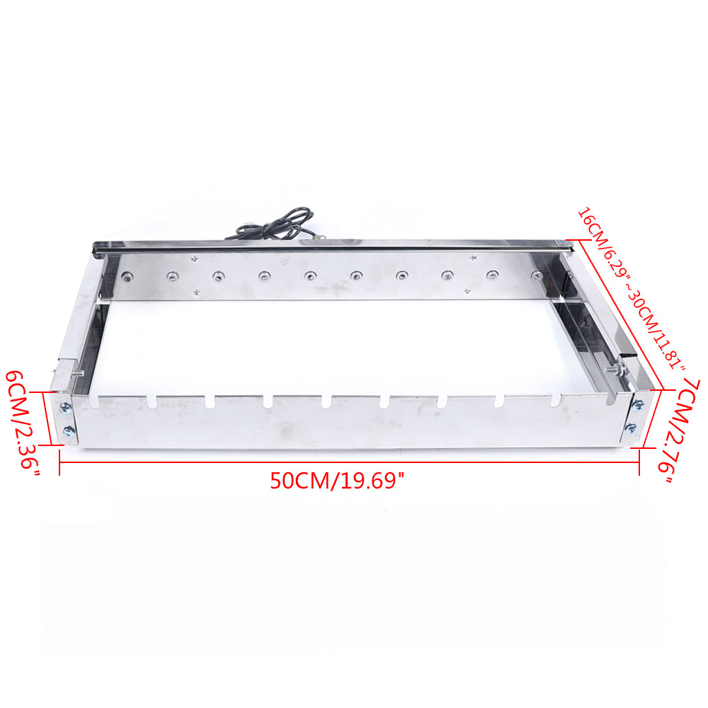 10 Holes Automatic Rotating Skewer Turner, Outdoors Portable Automatic BBQ Flipping Rotating Rotisserie Grill Skewer Shelf, Stainless Steel Adjusted W