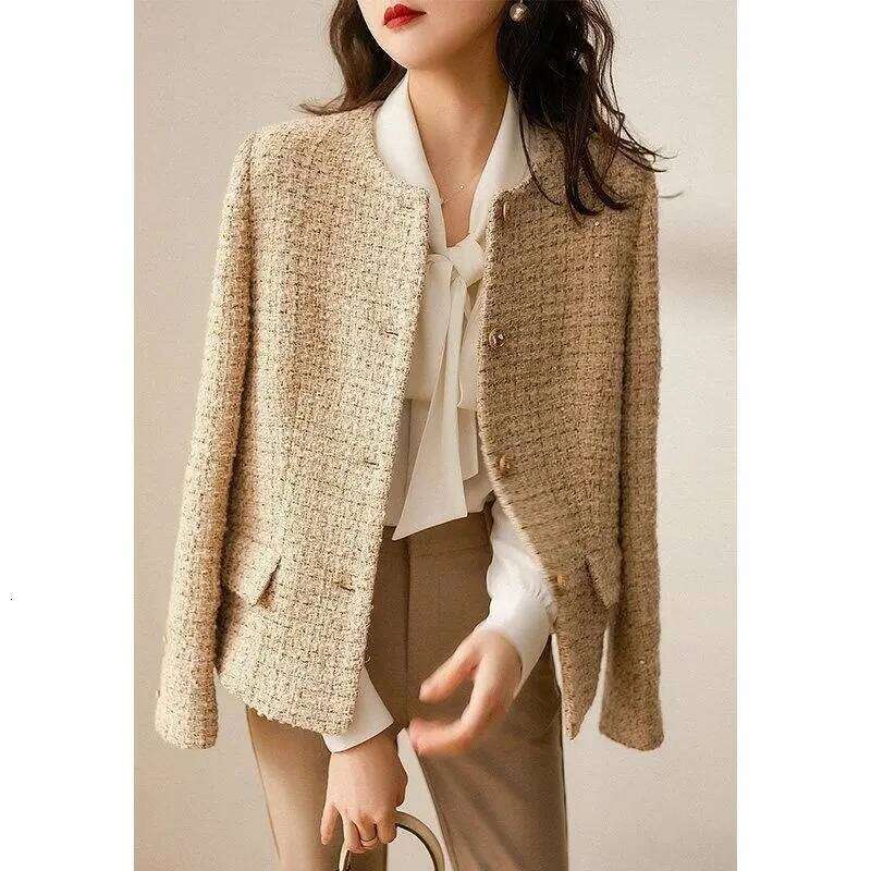 Coats Designer Women 2022 Spring Autumn New Coat Women's Slim Short Suit Single Breasted Round Neck Blazers Designer