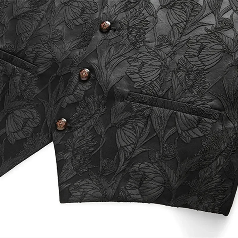 Men Jacquard Suit Vest Black White Grey 2024 Gentleman Wedding Prom Party Dress Tops 250605Z