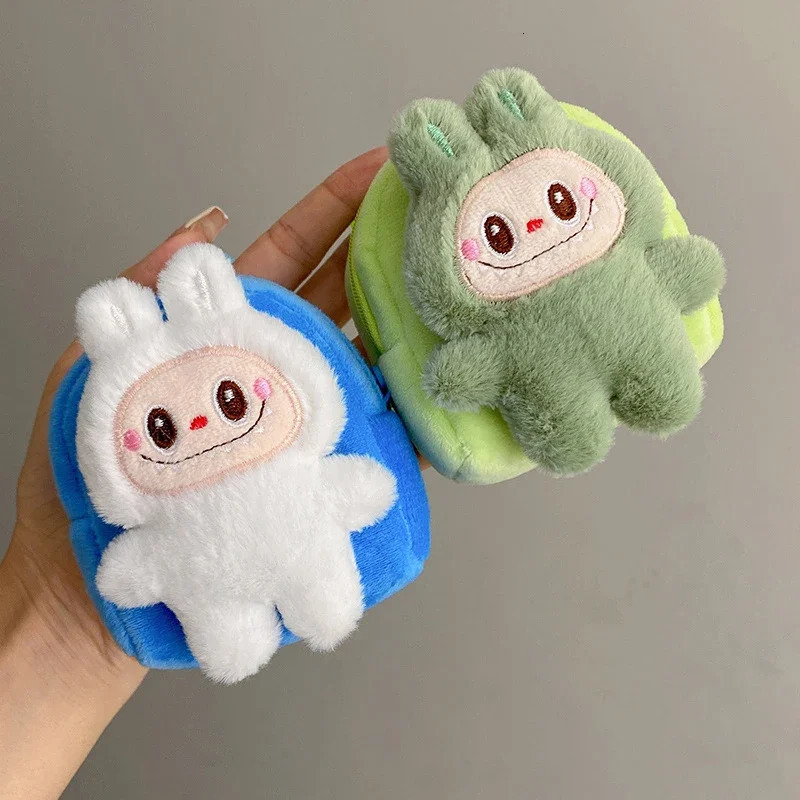 Plush Labubu Coin Purse Weaving Rope Key Chain Cartoon Zero Wallet Cute Backpack Pendant Leisure Gift 250605