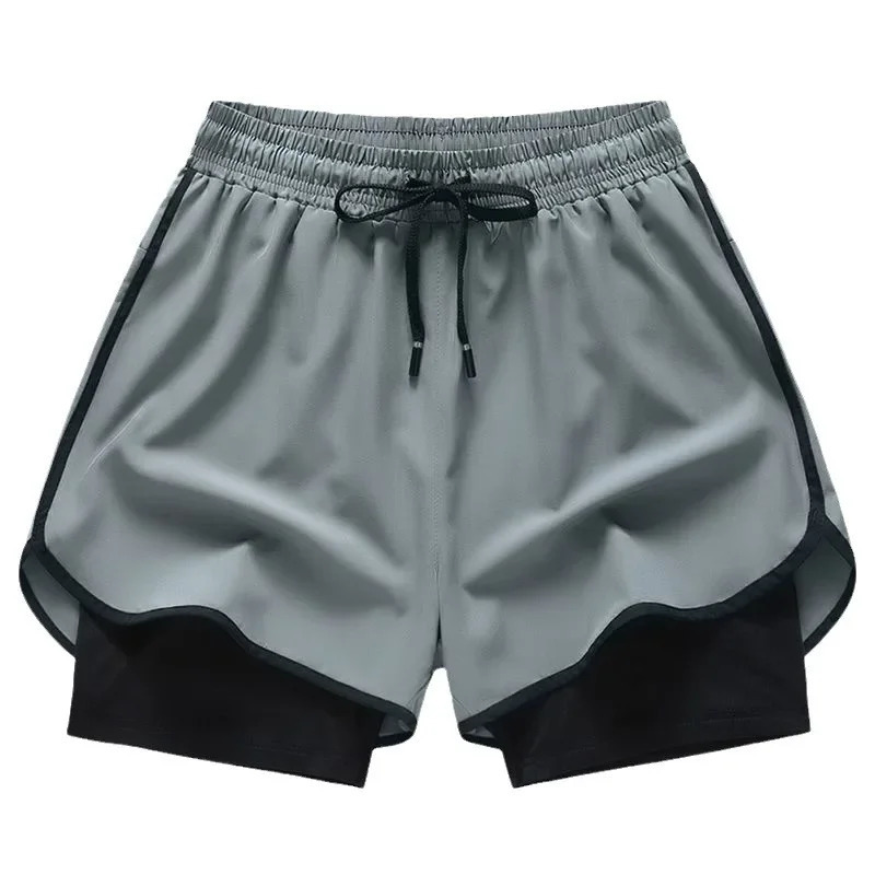 Mens Swimming Trunks Double Layer Quick Dry Casual Loose Running Shorts Five Points Sports Briefs Comfortable Underwear 250530