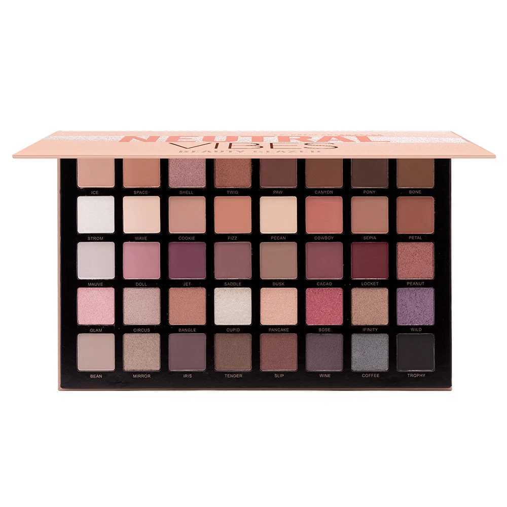 BEAUTY GLAZED NEUTRAL VIBES Matte 40 Colors Highlight Shimmer Eye Shadow Cosmetics Palette Glitter Eyeshadow Palette W250605