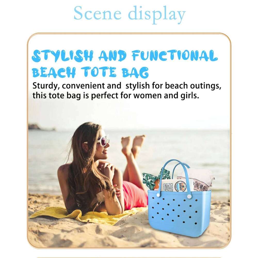 Trendy Beach Large Handbag Storage Causal Simple Solid Waterproof EVA Hole Tote Bag Outdoor Portable Travel Bags