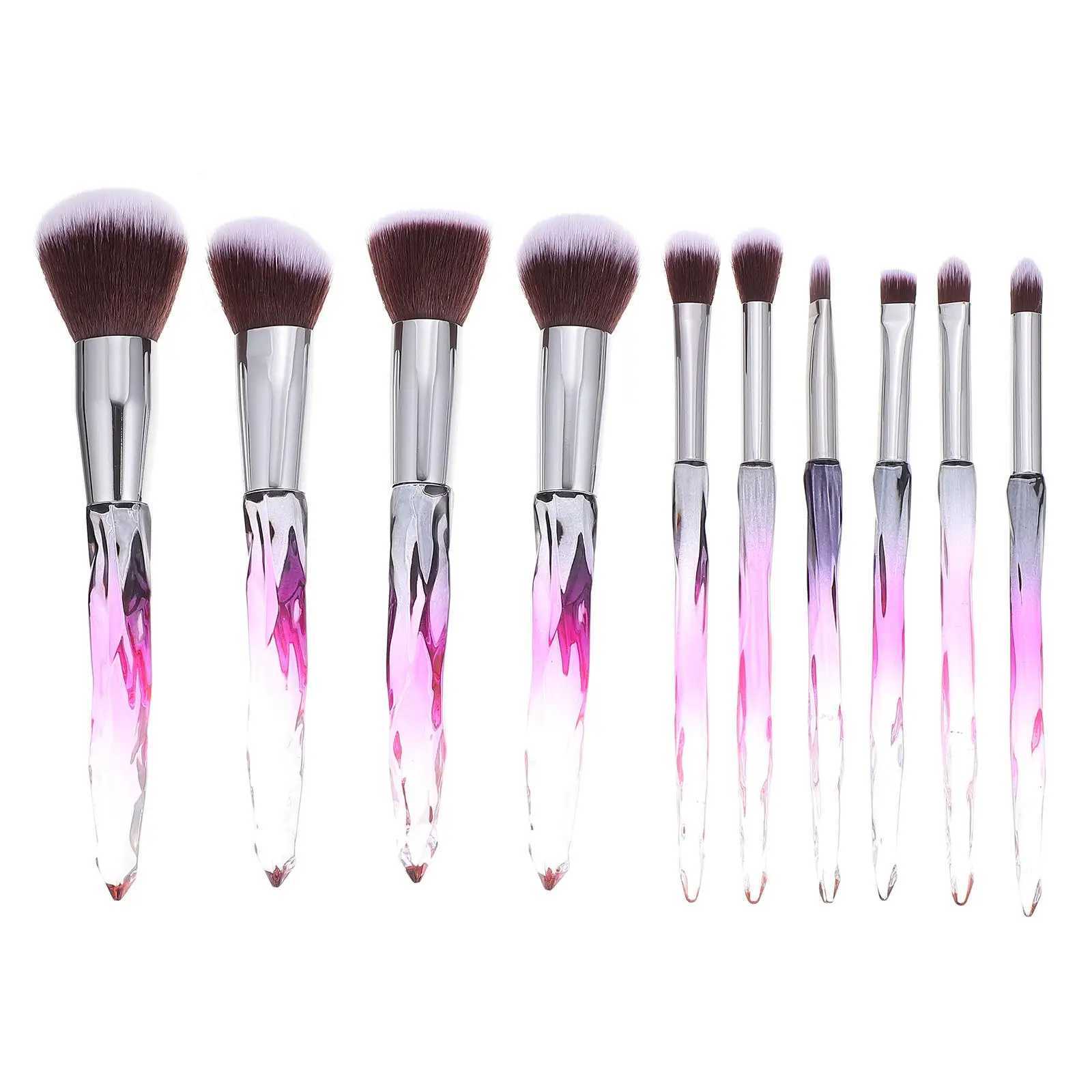 10 Pcs Plastic Handle Makeup Brush Kit for Women B Suit Crystal Fiber Wool Tool Miss Eyeshadow W250605