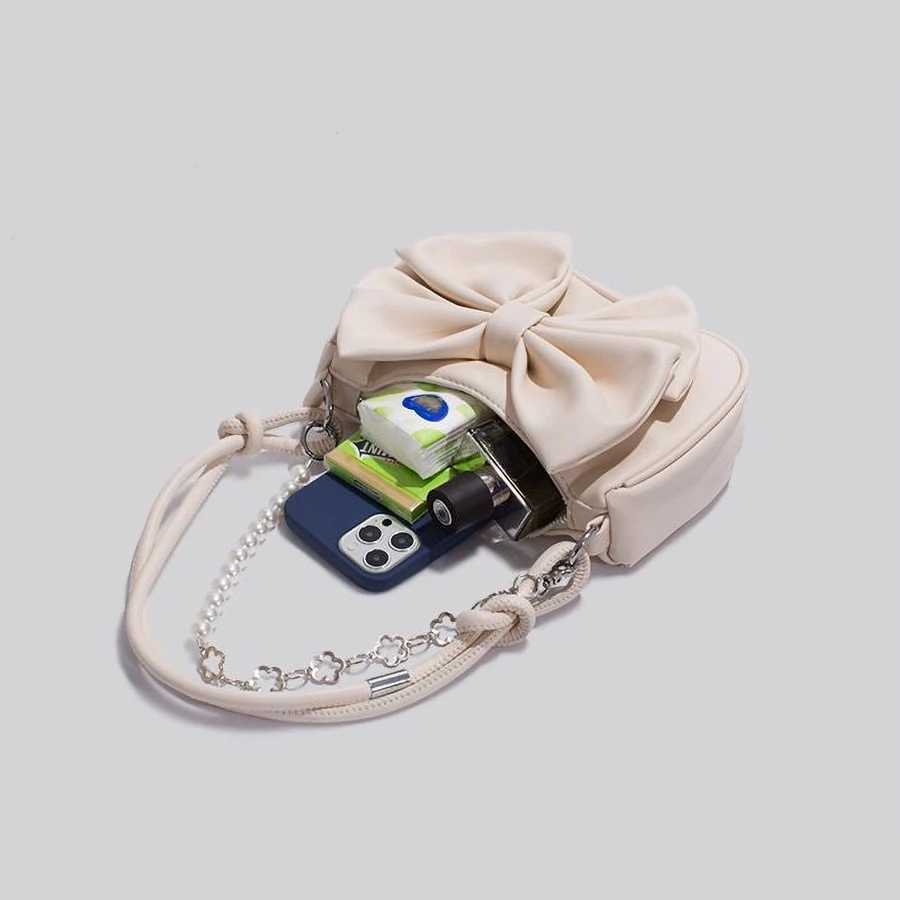 Cute and Sweet Shoulder Bag with Bow Chain Womens Underarm Bag XJ250605