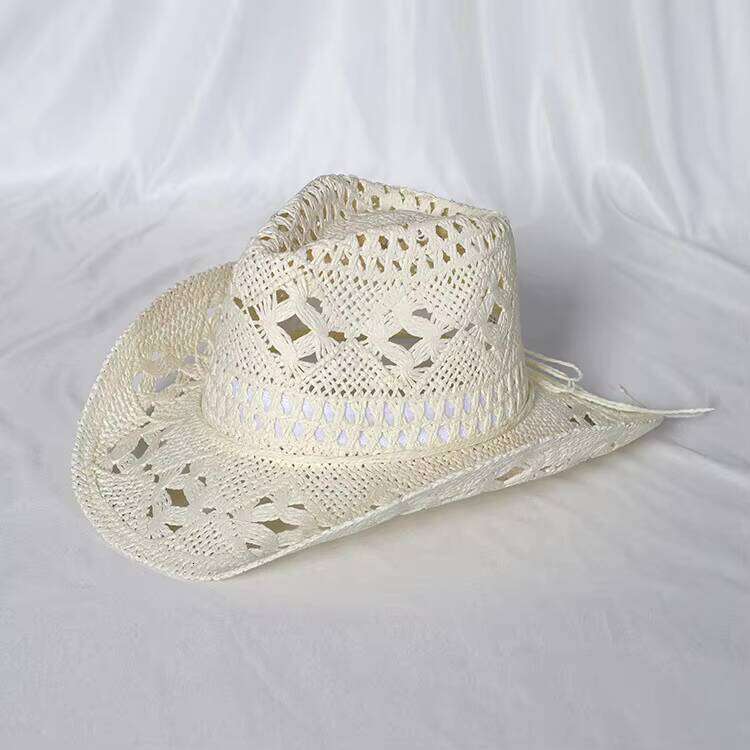 VW2518 Hand-Woven European American Western Cowboy Hat Raffia Straw Summer Sun Protection Hats