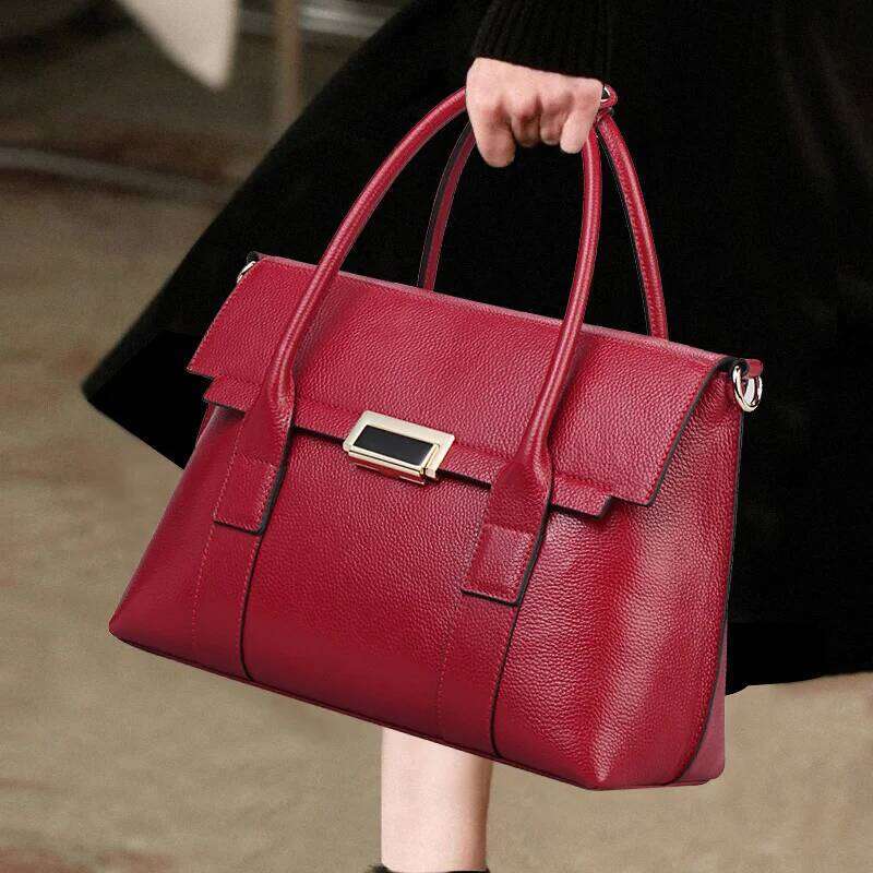 2024 New Genuine Leather Briefcase Women Handbags Large Capacity Ladies Fashion Cowhide Shoulder Messenger Bags Portable 2025/06/05
