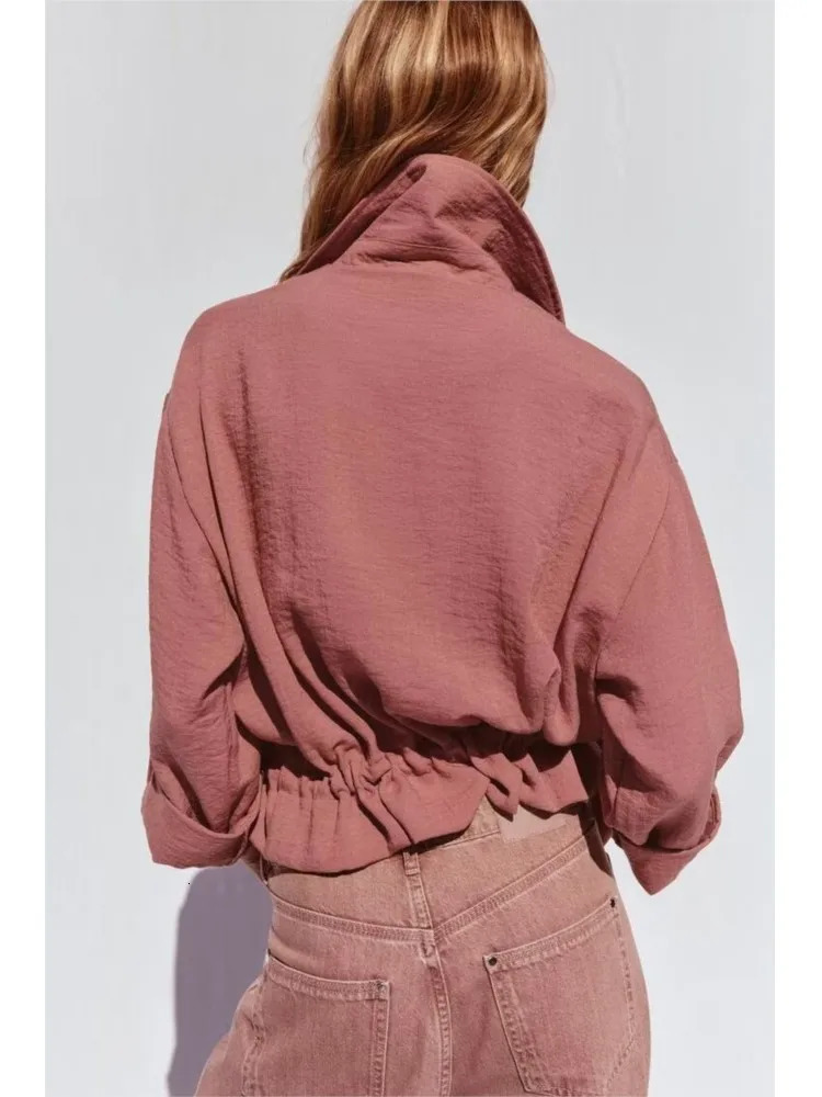 TRAF Women Cropped Jacket Casual Adjustable Long Sleeves with Tabs Womens Button Lady Coats Female Jackets 250604
