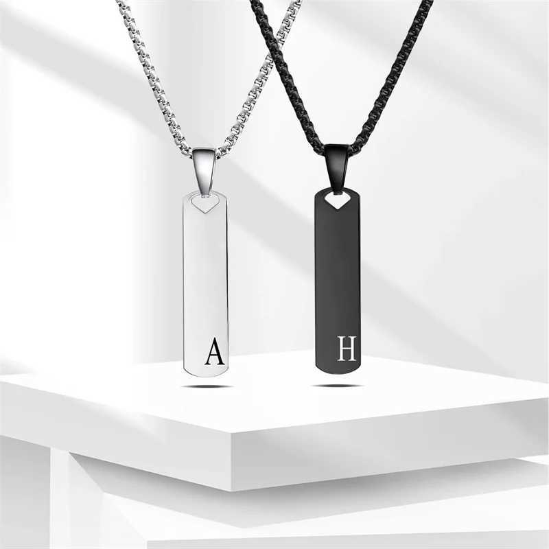 Simple 26 English Initial Letter Necklaces for Women Men Silver Color Square Pendant Necklace Personalized Jewelry Birthday Gift XJ250604