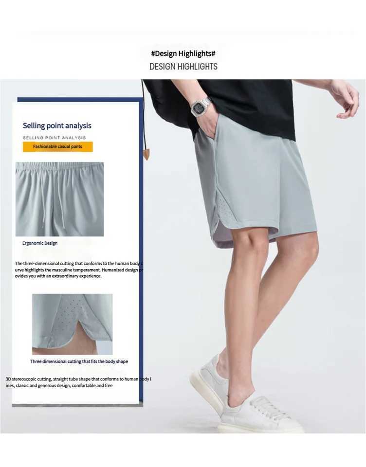 Summer high-quality ice silk quick-drying sportswear and casual shorts elastic ice-like capri pants loose large-sized pantsXJ250605