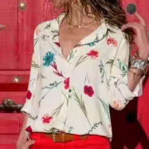 Fashion Slim Fit Striped Print Shirt Women's Wear B5