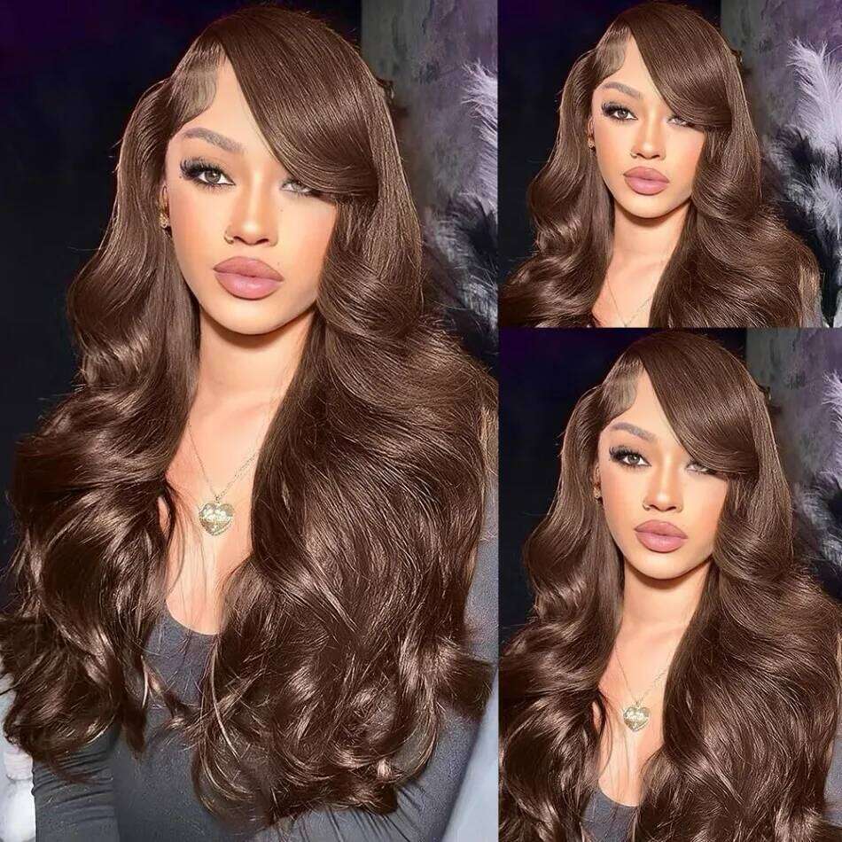 250 Density Human Chocolate Brown Front Curly Wigs 13x6 Hd Lace Frontal Wig Colored Brazilian Hair for Women