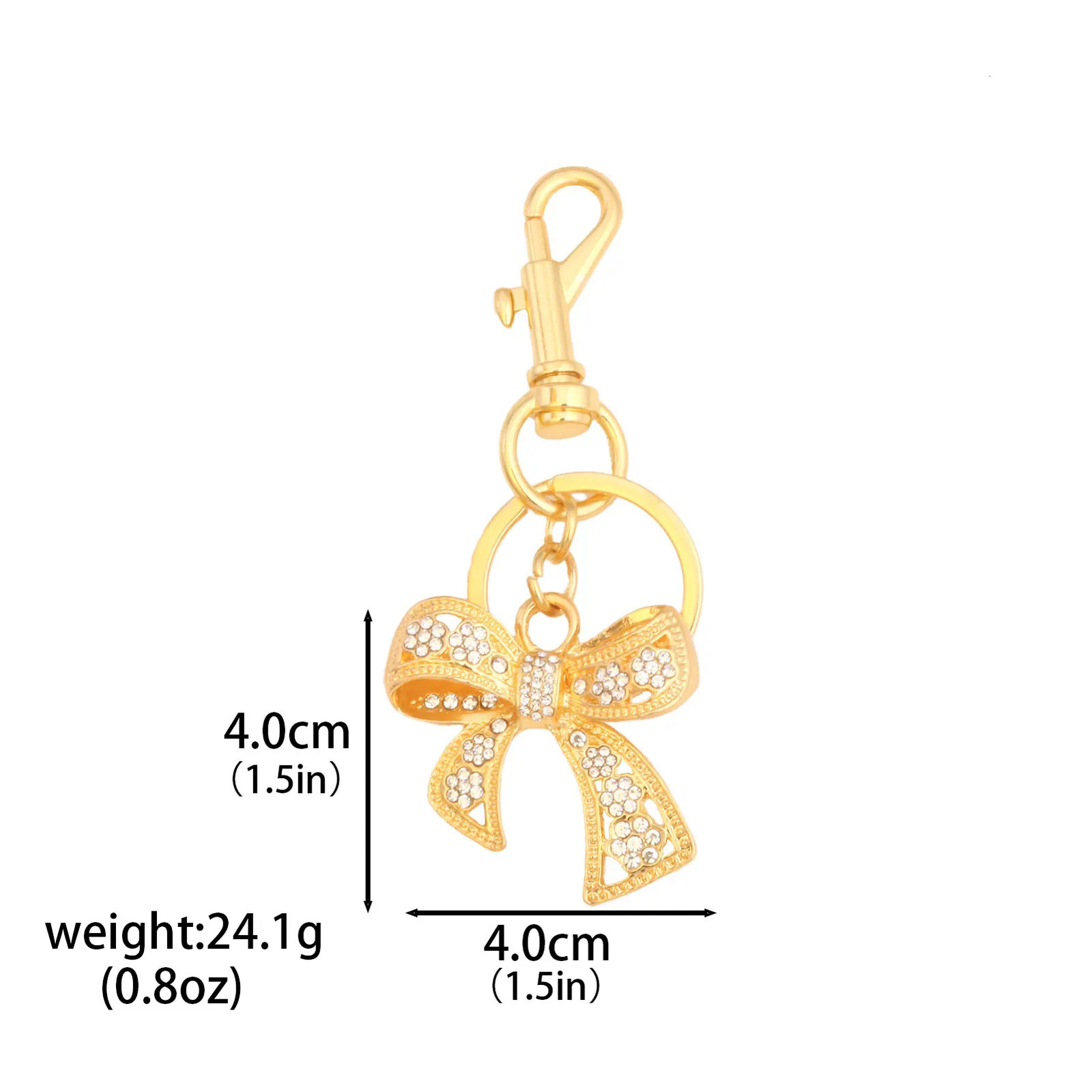 Full Rhinestone Bowknot Y2K Keychains for Women Bag Charm Pendant Car Keyrings Creative Letter D Key Chains Fashion Key Rings 250605