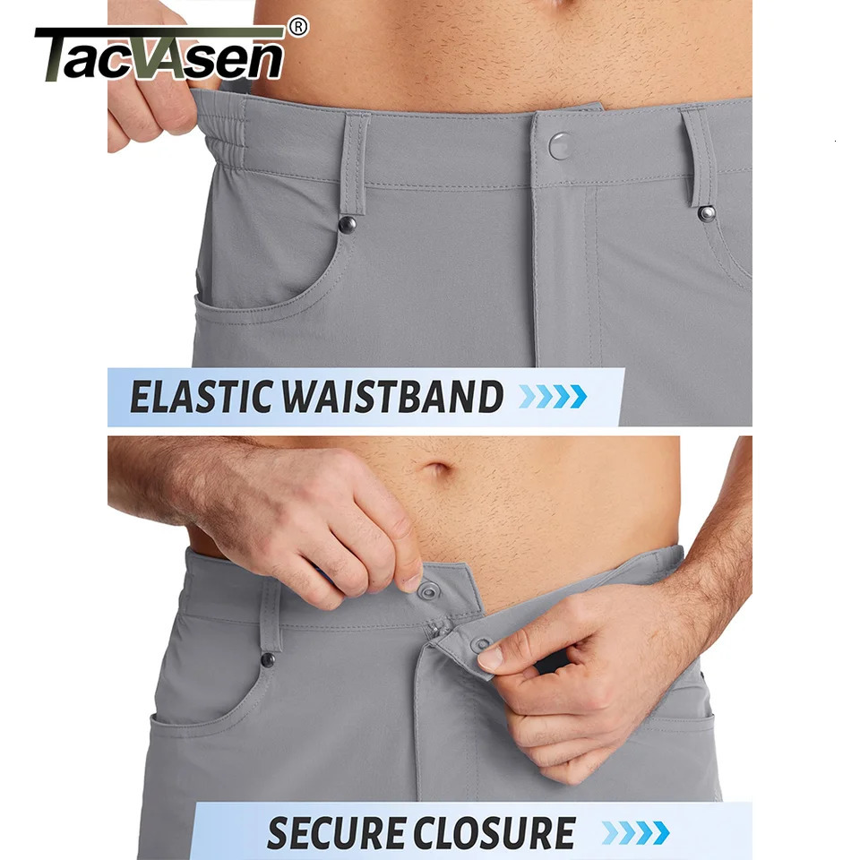 TACVASEN Quick Dry Cargo Shorts Mens Lightweight Work Cargo Shorts Multi Pockets Waterproof Outdoor Hiking Fishing Shorts Male 250529