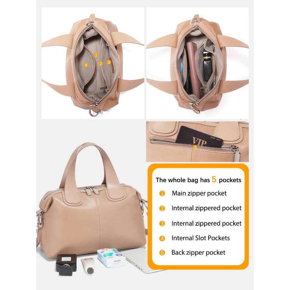 Zency Genuine Leather Top-Handle For Women Stylish Boston Bag Shoulder Handbag Bolsa Crossbody Large Capacity Satchel Bags 2025/06/05