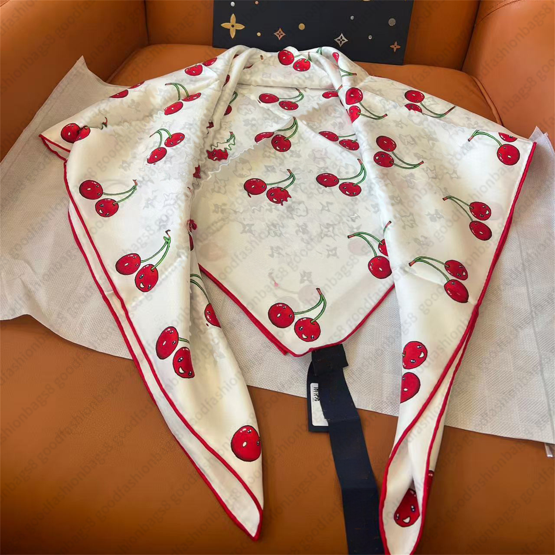 cherry scarf luxury vintage scarf square 90 headscarf shawl ring Murakami designer women brand neck tie designer scarf for women hair thin scarves neck fashion
