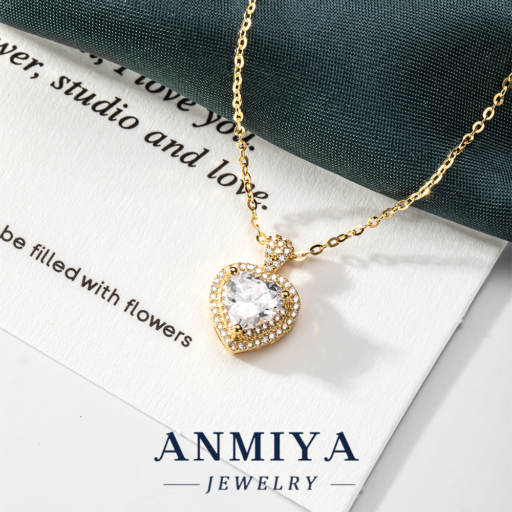 Elegant Sterling Silver Jewelry Heart Pendant Necklace with Shiny Zircon for Romantic Gift, Women's 925 Necklace for Anniversary