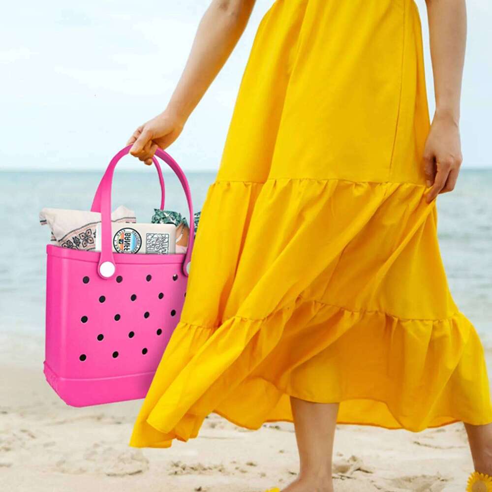 Trendy Beach Large Handbag Storage Causal Simple Solid Waterproof EVA Hole Tote Bag Outdoor Portable Travel Bags