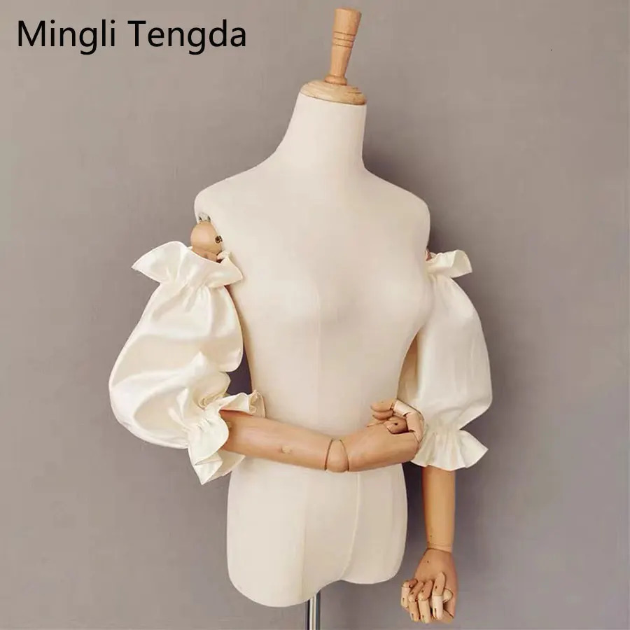 Mingli Tengda Removable Sleeves Satin Brides Arm Covering Hand Sleeve Fingerles Womens Wedding s Gloves Accessories Outdoor 250530