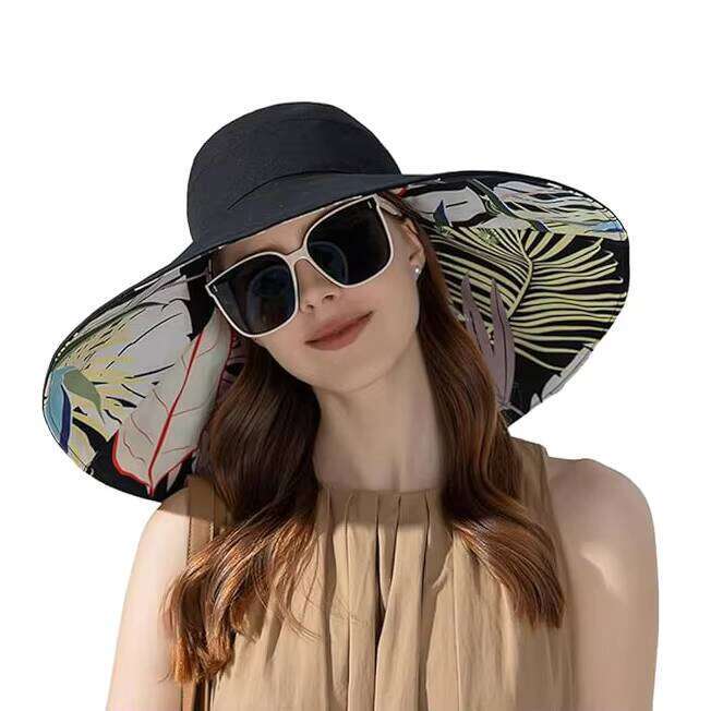 Super Wide Brim Sun Hat for Women UV Protection Summer Beach Reversible Double Side Wear Bucket Cap